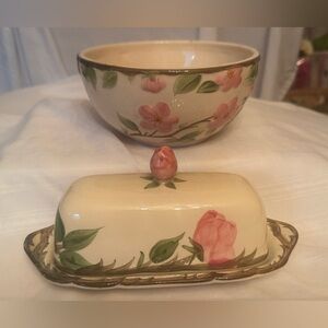 Franciscan Desert Rose Ceramicware, Deep Bowl and Butter Dish